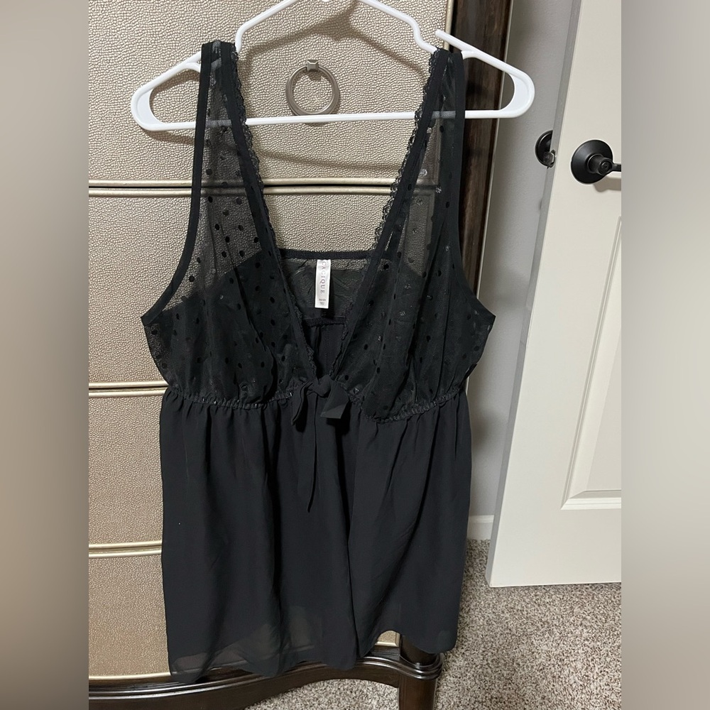 Black Sheer Polka Dot Sleeveless Top